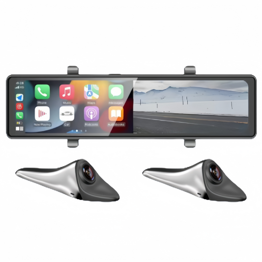11.26" HD Car Dvr 4K Dash Cam,Touchscreen Three Channels Car Wireless Carplay & Android Auto,GPS Navigation Video Recorder